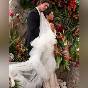 Bridal Layered Tulle Veil - White